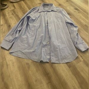 Nautical long sleeve button light blue pin stripped.